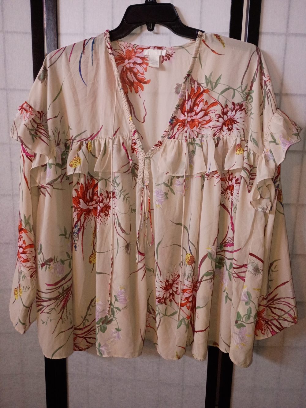 H&M Oversized Flounce-Trimmed Chiffon Blouse ***Altered***